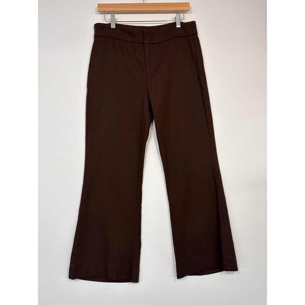 Vince Women Pants 8 Brown Slim Fit Flare Crop Cotton Blend Twill V781122001